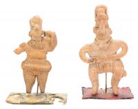 Two (2) Pre-Columbian, Colima Terracotta Flat Male and Female Figures from Western Mexico, Nicely Presented on Individual Custom