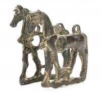 Luristan Bronze Horse Bit Cheek Panels in the Form of Elegant and Graceful Horses 8th-7th Century B.C.