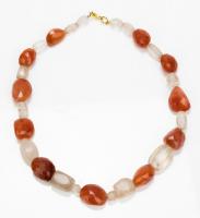 Ancient, Chunky Rock Crystal and Carnelian Bead Necklace