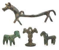 Four (4) Luristan Bronze Figures, Northwestern Iran, ca. 1000 B.C. One Quite Unsual