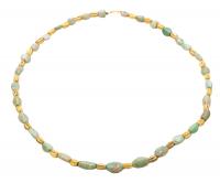 1st Millennium B.C., Greenstone and High Karat, Melon-Shaped, Yellow Gold Bead Necklace - 2