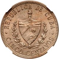 Cuba. 5 Centavos, 1915 - 2