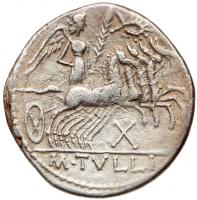 M. Tullius. <I>(moneyer) </I>120 BC. AR Denarius (19.9mm, 3.53g) - 2