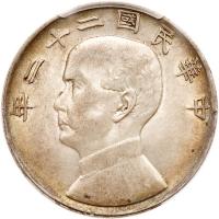 China-Republic. Junk Dollar, Year 22 (1933) PCGS AU58