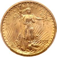 WITHDRAWN - 1907 $20 St. Gaudens. Flat Relief PCGS MS62