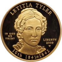 $10.00 2009-W Letitia Tyler Gold Â½ ozt PCGS PF70 DC