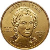 $10.00 2009-W Letitia Tyler Gold Â½ ozt PCGS MS70