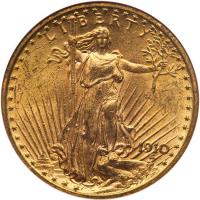 1910 $20 St. Gaudens NGC MS62