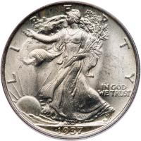 1937 Liberty Walking 50C PCGS MS66