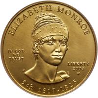 $10.00 2008-W Elizabeth Monroe Gold Â½ ozt PCGS MS70