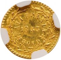 1853-Dated Round Arms of California Gold Token, 11.8mm NGC MS66 - 2