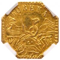 1853-Dated Octagonal Arms of California Gold Token, 9.5mm NGC MS66