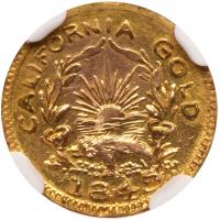 1849-Dated Round Indian Head California Gold Token, 12.9mm NGC AU58 - 2