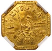 1901-Dated Octagonal Arms of California Gold Charm,9.3mm NGC MS65