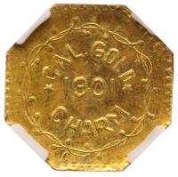 1901-Dated Octagonal Arms of California Gold Charm,9.3mm NGC MS65 - 2