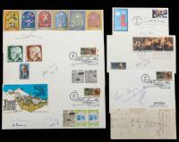 Israeli Leaders: 14 Commemorative Covers, Multiples signed by Meir, Herzog, Perez, Eban and an Endorsed Check by Ben-Gurion