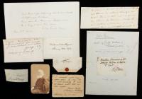 19th Century Authors: Collection of 25 Signatures and Letters Including: Tennyson, Thackeray, George Sand, William Godwin, Nobok