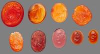 A 9-Piece Vivid Lot of Sasanian Period Mix Agate Stamp Seal Intaglios, 6th-9th Century A.D.