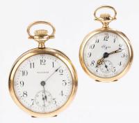 Two (2) Lady's Petite 14K Yellow Gold Open Face Pocket Watches: One By Waltham the other Elgin