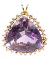 Lady's Dazzling 14K Yellow Gold, Amethyst and Diamond Pendant .