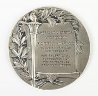 Israel. Judaica. American Liberties Medallion presented to Averell Harriman by the American Jewish Committee, May 15, 1969