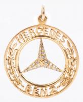 Custom Crafted 10K Pendant of the Mercedes Benz Logo with Diamond Accents