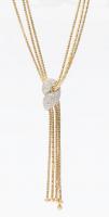 14K Yellow Gold Pendant Necklace in a Clever Lariat Style with the "Slider" Covered in Accent Diamonds