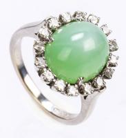 Lady's Vintage Linde Mint Green Star Sapphire Surrounded in Accent Diamonds in 14K White Gold