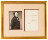 Dumas, Alexandre; Autographed Note Signed Having a Splendid Example of his Artful Signature.