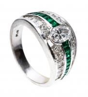 Stunning JB Star Diamond, Emerald and Platinum Ring, Beautifully Designed and Crafted Totaling over 2.5 Carats in Diamonds and 1