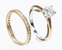 Lady's Bridal Set in 14K Yellow Gold Totaling Over 1.5 Carats