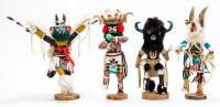 Four (4) Kachina Dolls; "Ogre", "White Wolfman", "Deer" and "Eagle Dancer" Three by Largo one by N. Smith