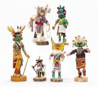 Festival of Six (6) Kachina Dancer including "Deer" "Osok-China" "Fox" "Broad Face", "Mudhead" and a Hopi Dancer