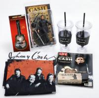 Johnny Cash Vintage Concert Swag and Anniversary Memorial Pieces. T-Shirts, Drink Cups, Collectible Figure and More