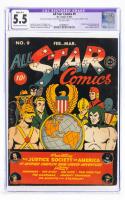 All Star Comics No.9 D.C. Comics 1942 CGC restored 5.5 off-white to white pages.