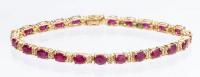 Lady's 14K Yellow Gold, Burmese Ruby and Diamond Bracelet