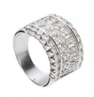 Bridal Ring in 14K White Gold Boasting 2 Carats of White Diamonds in Unusual Lace Design