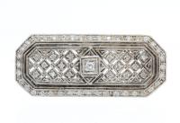 Lady's 18K White Gold, Vintage, Deco Styled Brooch with 1.25 Carats of Diamonds