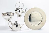 Three (3) Rare Pieces of Sterling Silver: Small Teapot (1880s), Breakfast Teapot, (George III, 1790s) Heavy Bowl Richard Gurney