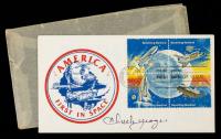 Chuck Yeager Signed In Blue Ink 1981 America First In Space Benefiting Mankind Cover With Insert