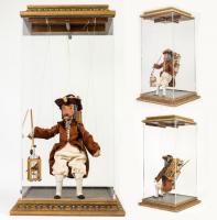 Outstanding Vintage French Marionette of an 18th Century Bird Seller with Premium Custom Display Case.