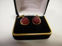 Men's or Lady's Antique 14K Yellow Gold and Ruby Cabochon Cufflinks, Outstanding Quality.