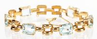 Lady's 14K Yellow Gold and Aquamarine Bracelet