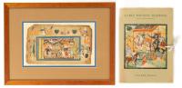 Traditional. Pair of Indian Mughal Miniature Watercolor Paintings ca. 1950s