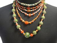 Six Ancient and Antique Glass Bead Necklaces: Simply Strung on Filament Line to be Re-Strung As They Are or Perfect for Other Cr