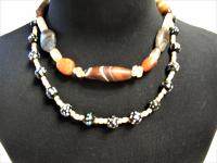 Two Necklaces, Mix of Ancient and Antique Rock Crystal and Superb Banded Agate