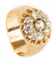 Men's (Or Lady's!) Outstanding Antique 14K Yellow Gold with over One Carat in Old Mine Cut Diamonds.