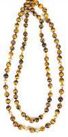 Lady's Fine Pair of 14K Yellow Gold and Tiger's Eye Bead Necklaces