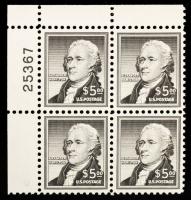 $5 Hamilton Plate Block