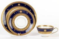 Rare, 1950's Pahlavi Dynasty, Iran, Heinrich & Co. Porcelain Dessert Plate and Cup and Saucer all with Imperial Coat of Arms. Sh